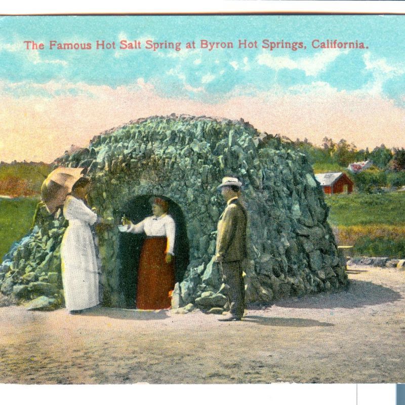 Old, illustrated picture of Byron Hot Springs