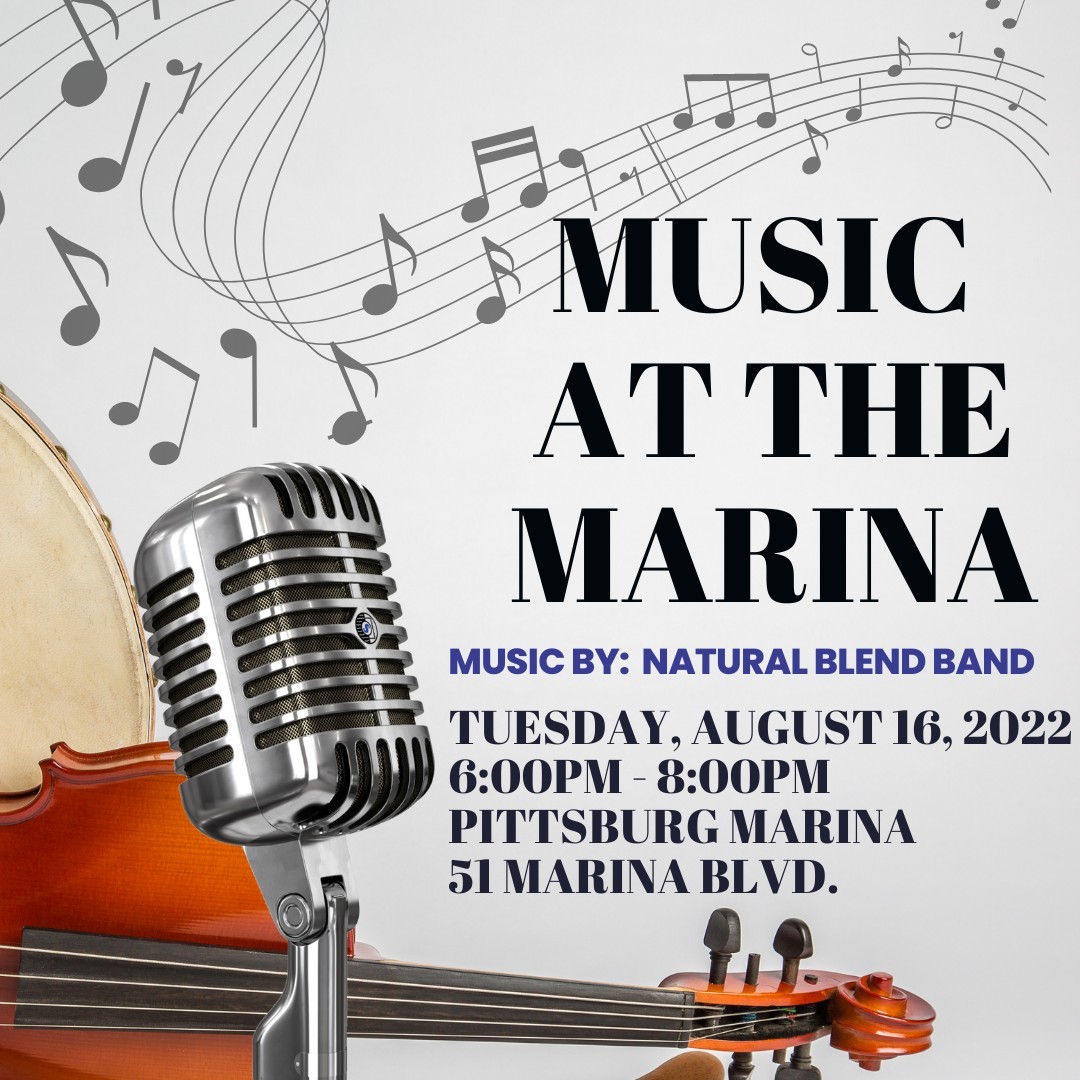 Flyer for Music at the Pittsburg Marina event.