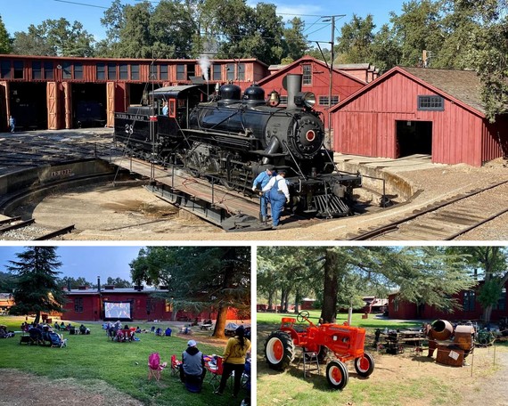 Railtown 1897 SHP (Volunteers Mike Bispo, Mike Ninneman, and Garrett Franklin (LtoR) washing Sierra engine No. 3)