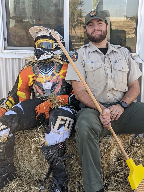 Prairie City SVRA_scarecrow and Park Aide Hunter Vance