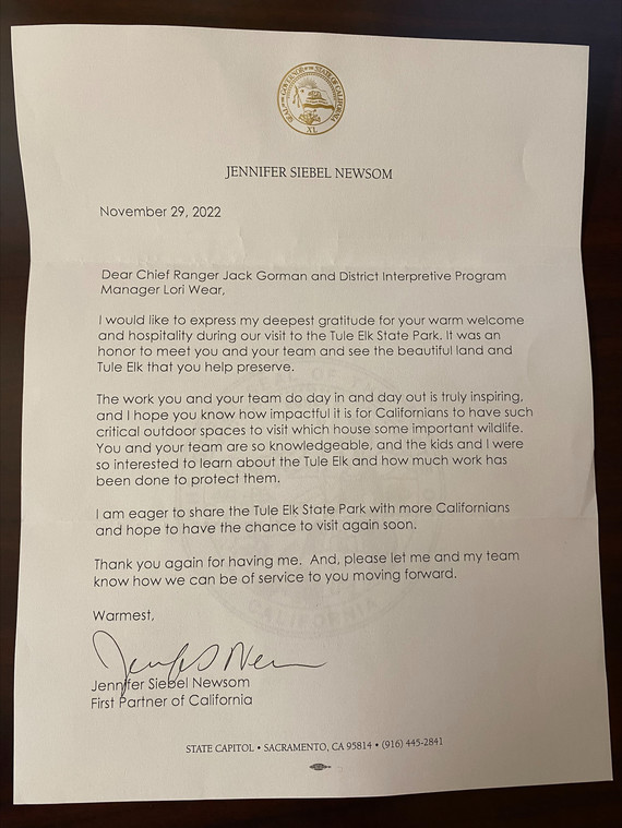 Thank you note from First Partner 