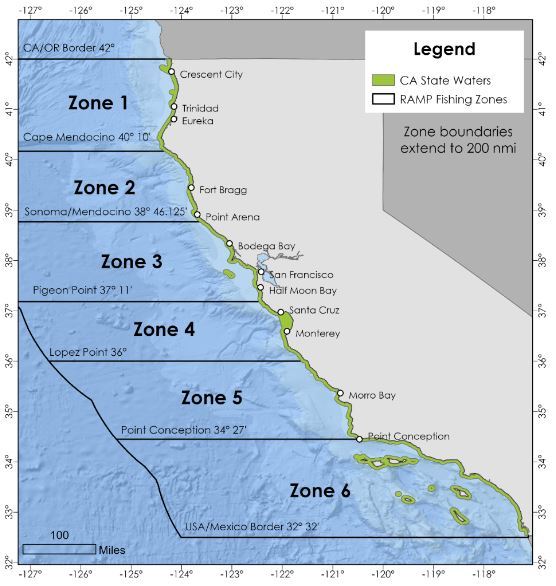 map of Dungeness crab zones