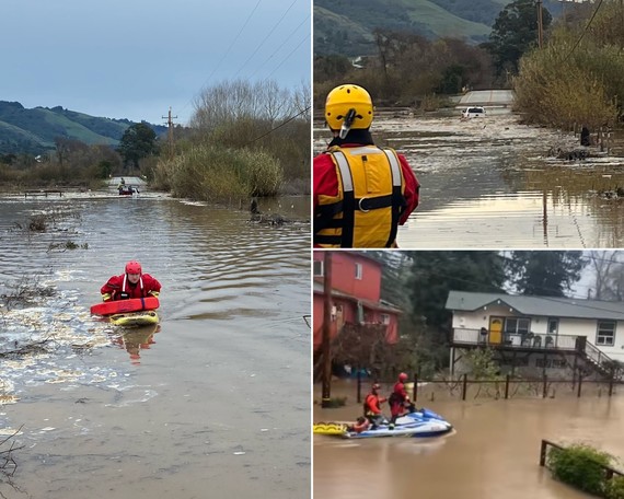 Pajaro Valley and Felton swift water rescues collage