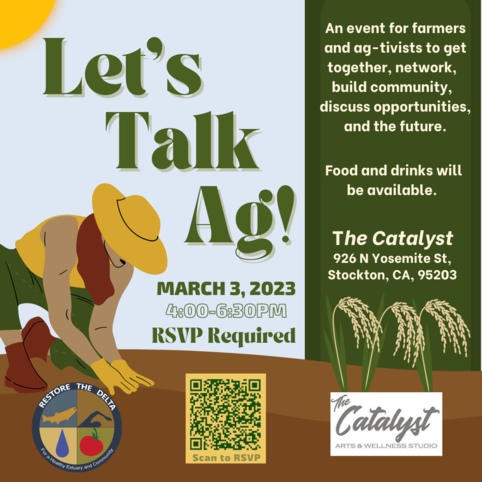 Flyer for Lets Talk Ag event by Restore the Delta