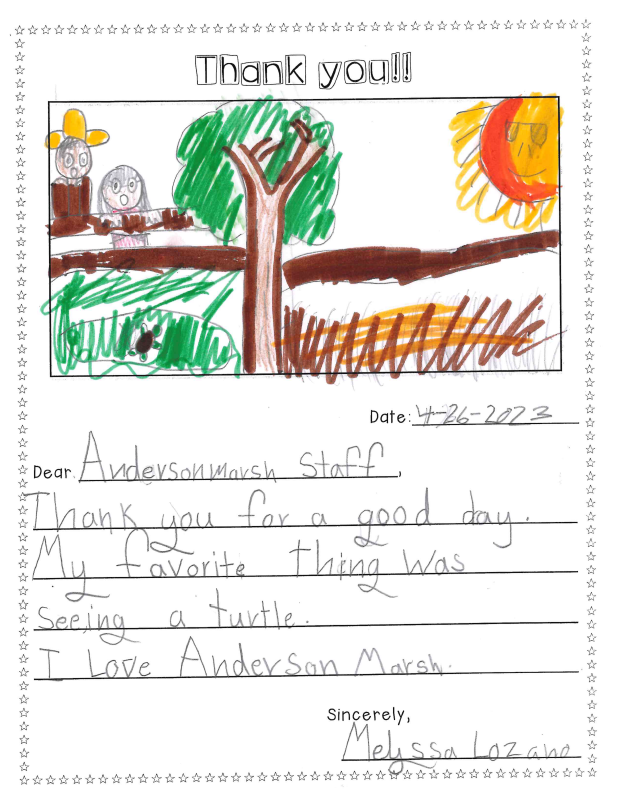 Anderson Marsh SHP Thank you note