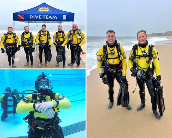 Dive team training collage