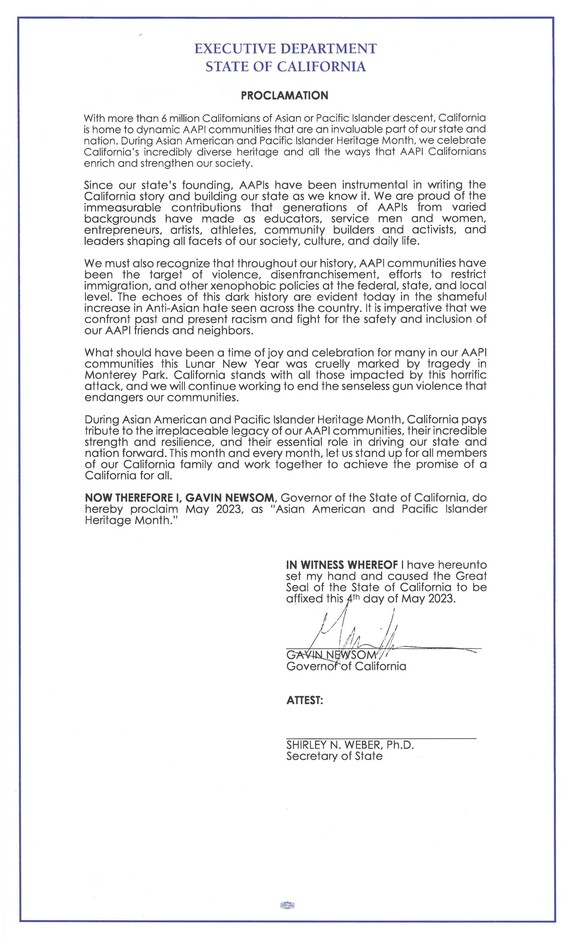 AAPI Gov proclamation