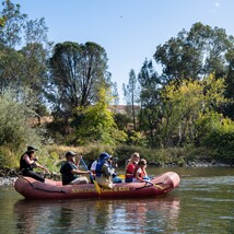 A rafting tour floats down the Feather River in Oroville. 