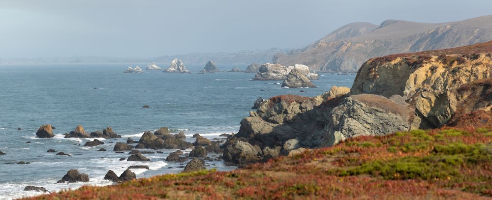 Rugged coastline with cliffs and rocks