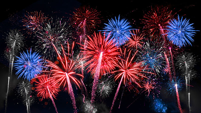 Fireworks in red, white and blue