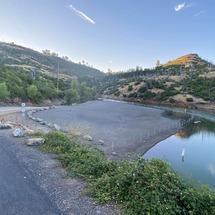 Receding water has permitted the parking lot at Nelson Bar Car-Top Boat Launch to reopen. Photo credit: CA State Parks Northern Buttes District