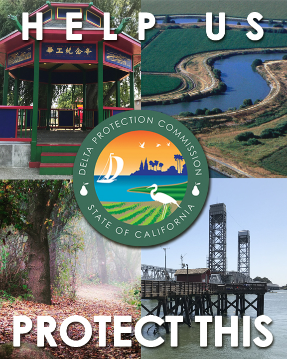 Four scenes: farm, iconic bridge, natural environment, and community park, with overlaid text saying, "Help us protect this."