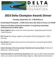Flyer for Delta Champions dinner