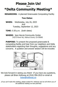 Flyer for greenwaste facility community meeting