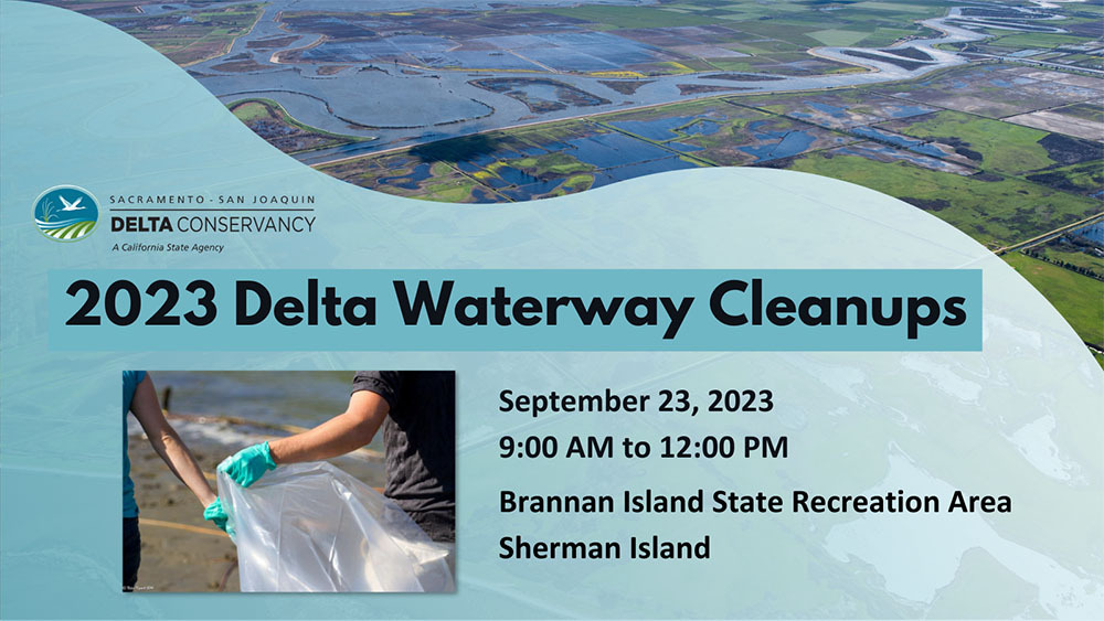 Event flyer for Delta Waterways cleanup