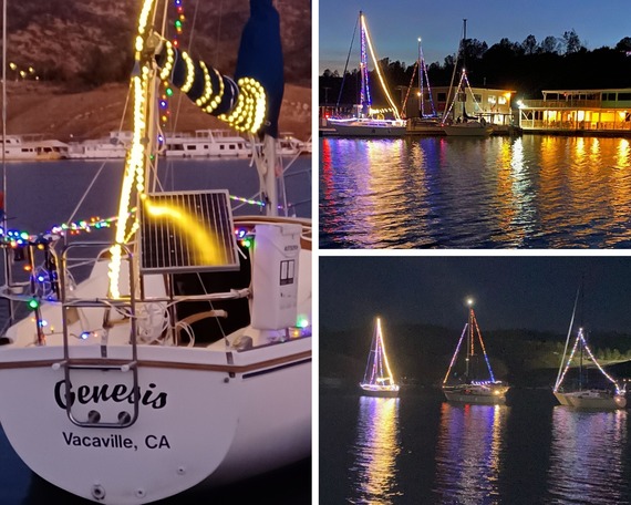 Lake Oroville SRA lighted sailboat parade collage