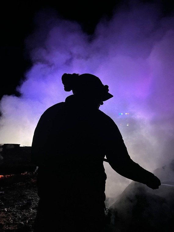 Sue-meg SP_mopping up a burn pile after sunset