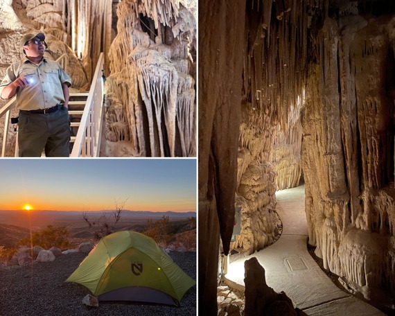 Providence Mountains SRA_collage with sunrise and cave