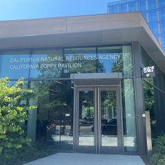 Image of the front of the California Natural Resources Agency office in the California Poppy Pavilion