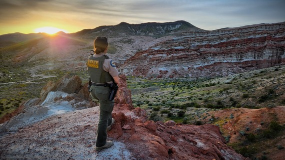 Red Rock Canyon SP_SPPO Ranger Rocio Martinez atop Red Rooster Day Use Trail