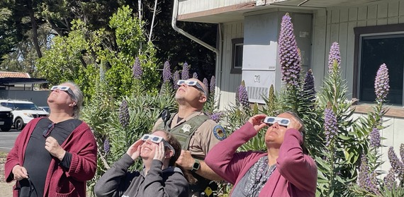 Hearst Castle Visitor Center_staff looking at the eclipse