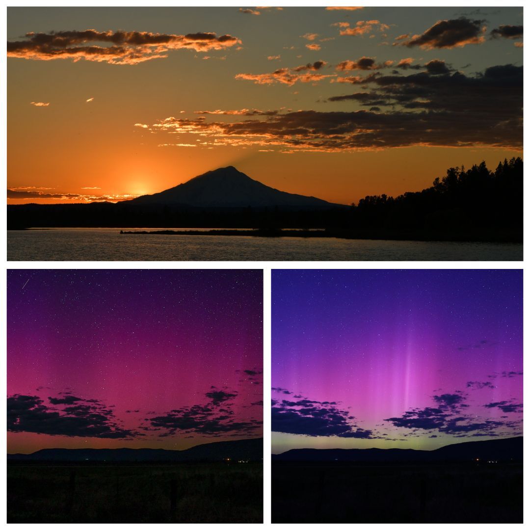 Ahjumawi Lava Springs_sunset and northern lights collage