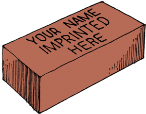 Drawing of a brick with a space for a donor's name on it