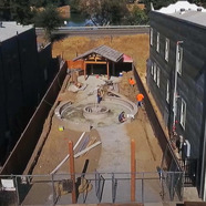 Aerial footage of park construction in progress