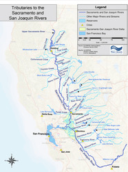 Map of tributaries to the Sacramento and San Joaquin rivers