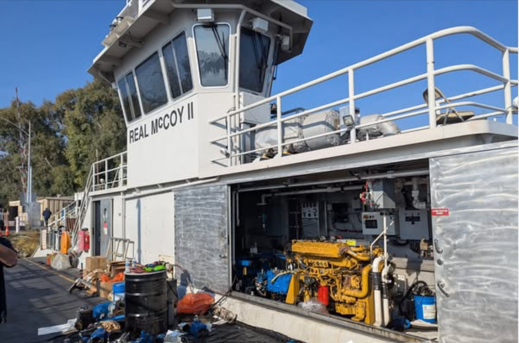 A ferry undergoing work