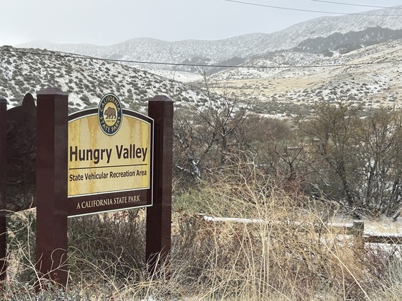 Hungry Valley State Vehicular Recreation Area SVRA Sign Snow 