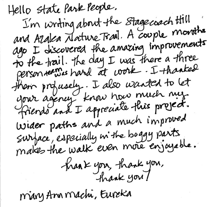 Thank You Card Humboldt Lagoons State Park