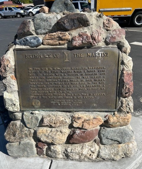 Stone marker proclaiming the invention of the Martini