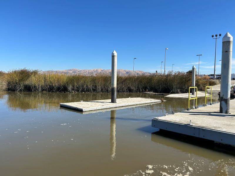 A damaged boat launch dock.
