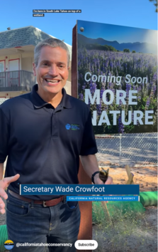 Secretary Crowfoot Standing in Front of Former Motel 6 Site Lake Tahoe Conservancy