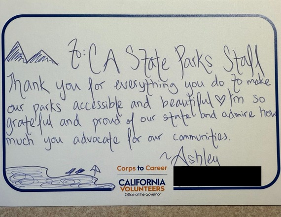 Corps to Careers Thank You Note State Parks Los Angeles District