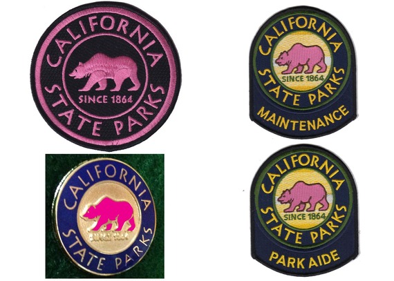 California State Park Pink Bear Patch and Pin Program Breast Cancer Awareness Collage