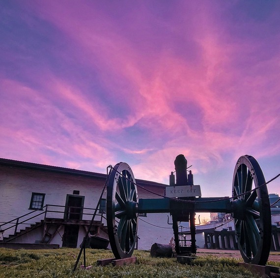 Daybreak sun Sutter's Fort State Historic Park Canon