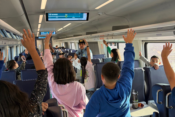Students on a train