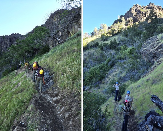 Robert Louis Stevenson State Park trail crew hiking to the Palisades Trail Calistoga Mountain Run.