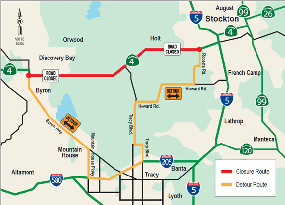 Map showing location of road closure