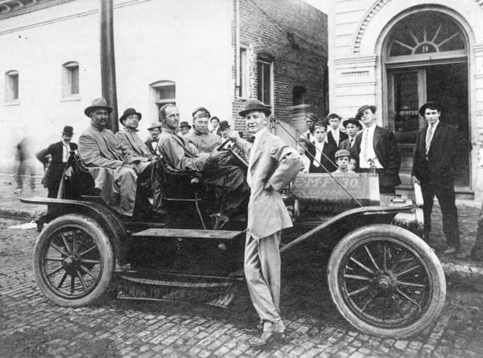 Historic photo of a road trip