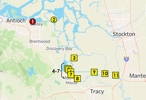 Locations of harmful algal bloom advisories