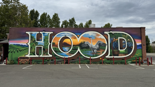 Image of colorful mural on a wall in Hood CA
