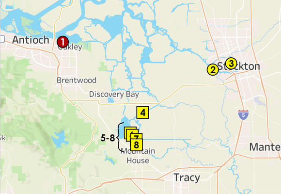 map with locations of harmful algal bloom advisories