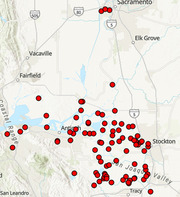 Map showing location of golden mussel sightings