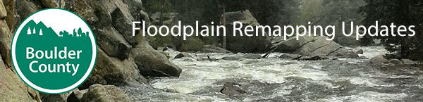 Creek water with words "Floodplain Remapping Updates" over top