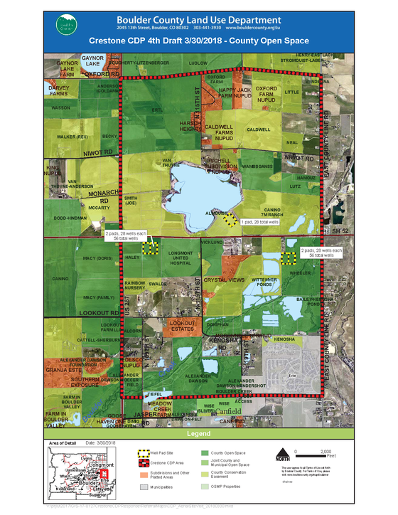 Map of proposed Crestone activity on Boulder County Open Space