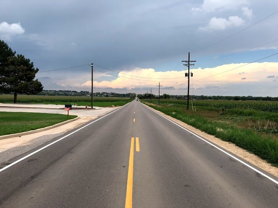 View of centerline pavement along County Line Road