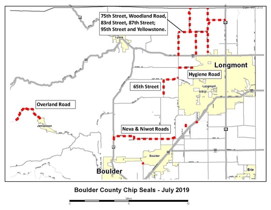 Map of roads to be chip sealed